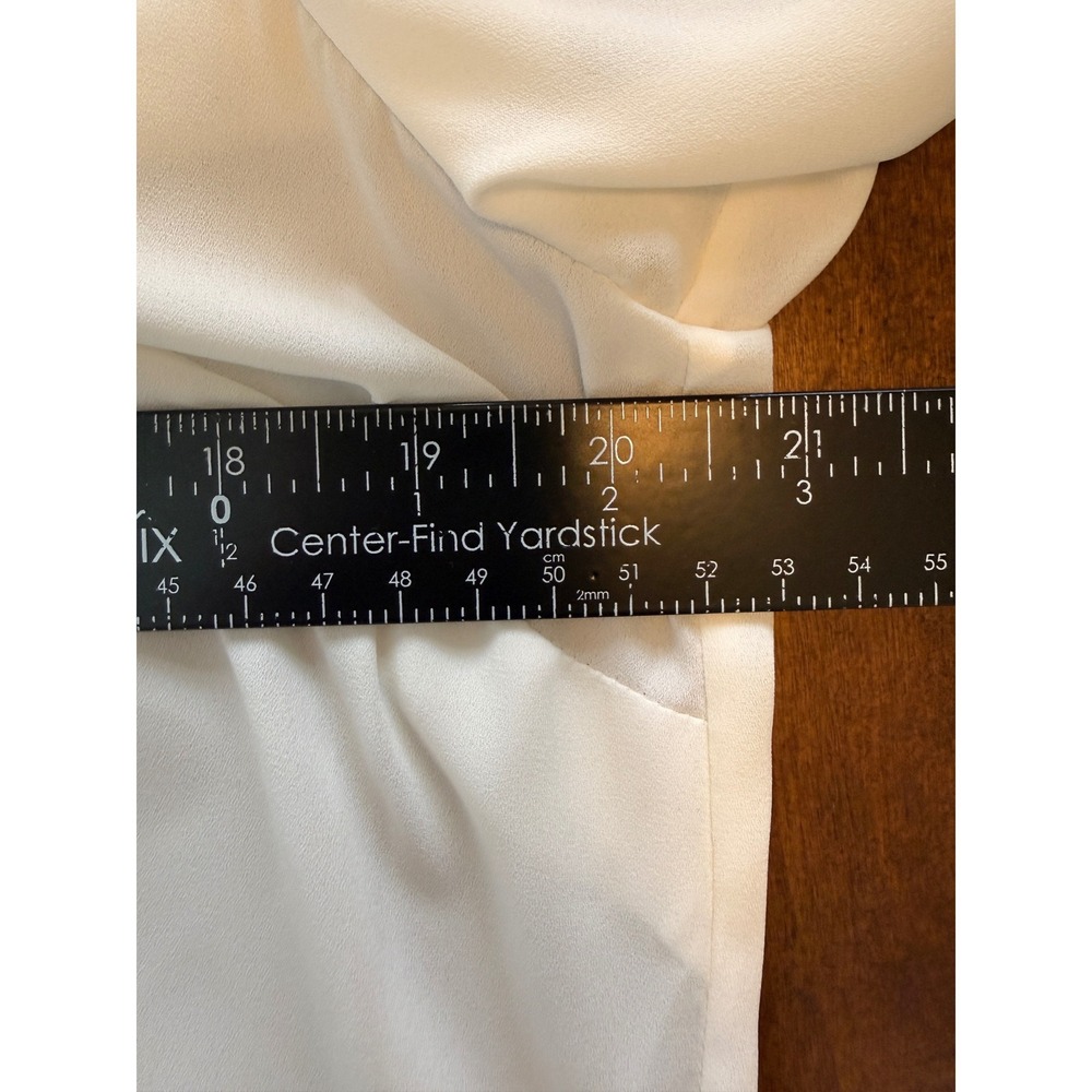 Kaari Blue Ruffle V-Neck Blouse Women Size L Ivory Polyester Romantic Career - Picture 5 of 7